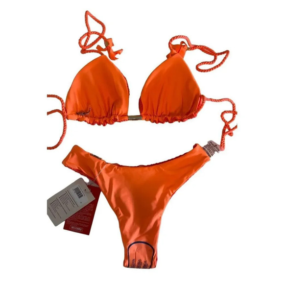 Brazilian Bikini Set - Orange Lace - Very High Quality! - Picture 3 of 5